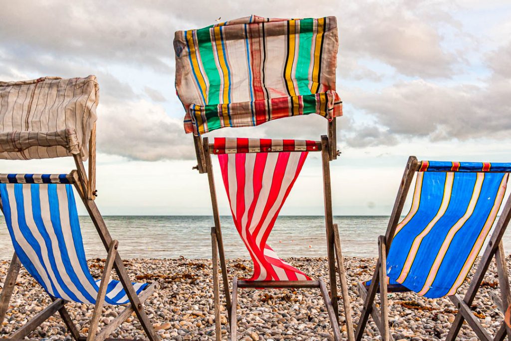 Beach chairs on the beach of Beer